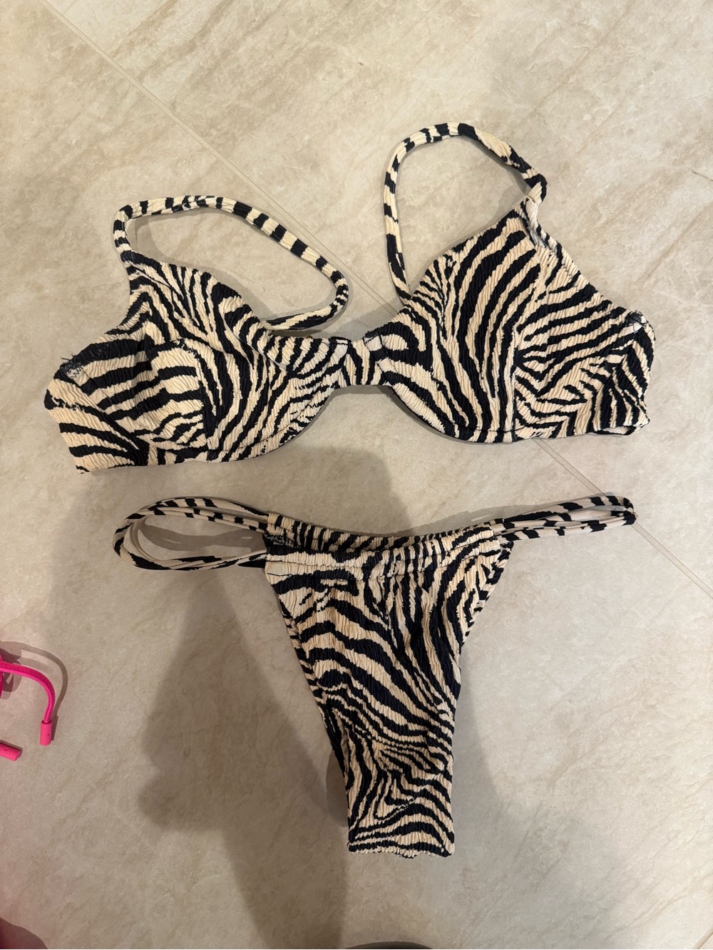 Montce Scrunch Brasil Bikini Zebra Print Two-Piece Bikini Set